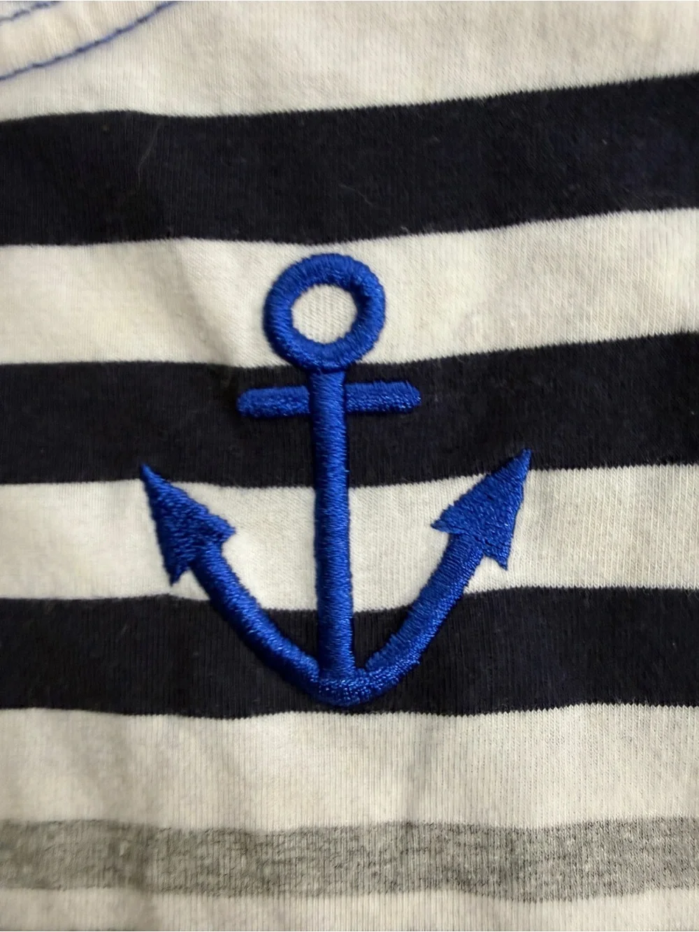 Exist Blue, Navy & White Striped Anchor Romper